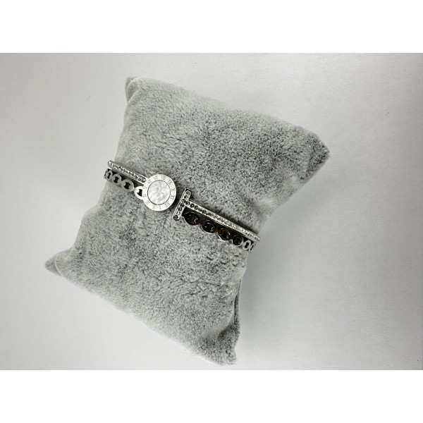 Gümüş Taşlı Yuvarlak Romen Sayılı Bileklik